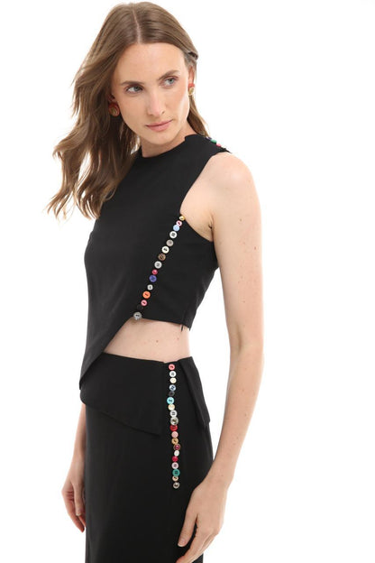 Blusa botões coloridos