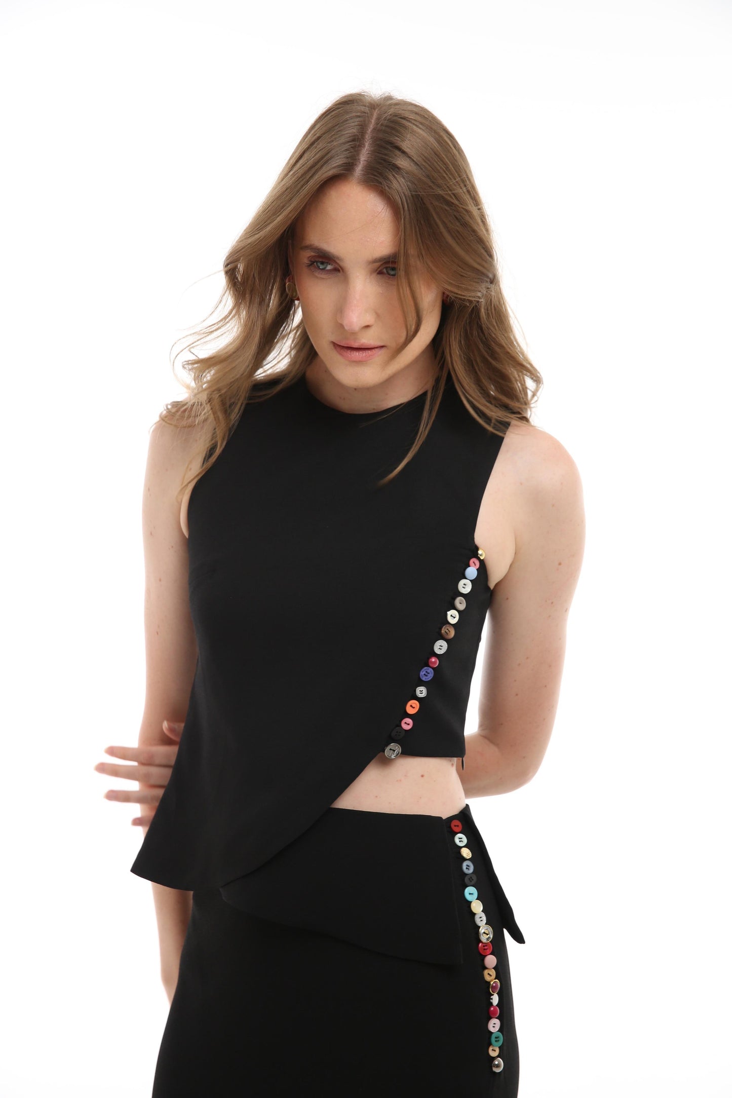 Blusa botões coloridos