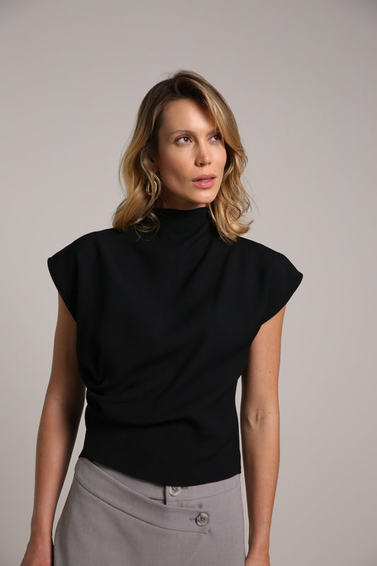 Blusa nó em crepe preto